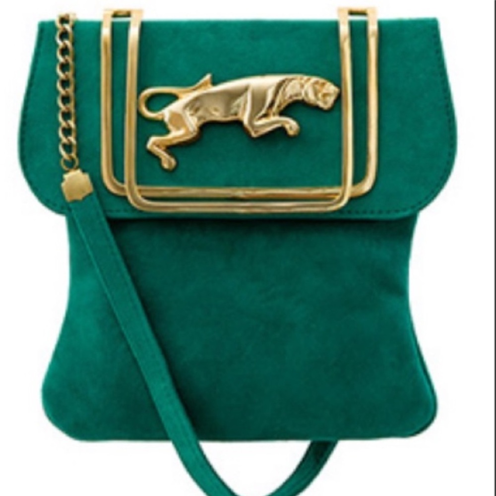 ANGEL JACKSON RARE VINTAGE  - Uk Designer green Suede shoulder bag